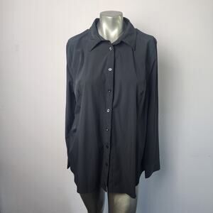 Calvin Klein Performance Stretch Black Button Up Shirt | Women's XLarge